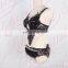 Aidocrystal handmade sexy club dance rave custom stylish black feather crystal party wear lace bra set for ladies