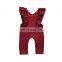 Hot sale Baby girls' solid ruffles sleeveless solid one-piece Romper