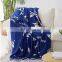 High quality green black blue geometric jacquard knitted 100 cotton blanket