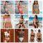 high waist sexy bikini Sexy printing lattice tie Chest pad Thong Beach spa bikinis swimwear women swimsuit biquini swimwear