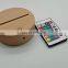 Wood Led lamp Night Base Round Wooden with Remote for Acrylic 3d Lamp
