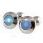 Men's Cufflinks New Blue Silver Round Cuff Lins for Shirt 17mm M3320