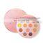 Clock Round Palette Style Sticker Your Own Logo 12 Color Makeup Pan Pink Eyeshadow Container Palette With Large Mirror