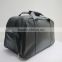 Black luggage bags double zipper genuine leather mens travel duffle tote bags manufacturer