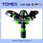Garden Rotating Sprinkler with H-shape Base 3 Arms Plastic Watering Irrigation Sprinkler