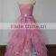 New Style Strapless Appliqued Sash Ruffled Pink Wedding Dresses