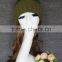 Fashionable lovely strip knit style girl beanie hat with top raccoon pompom ball for lady