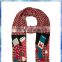 Festive dark red Christmas stocking-patterned knitted winter scarf