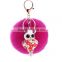 2016 New Rabbit Fluffy Ball Keychain 8CM Owl Rhinestone Cute Fur Ball Key Chain For Car Key Ring Car Ornaments Bag Pendant