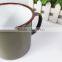 Customized logo printing Nostalgic Army green Enamel mug