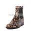New design leopard printing PVC ladies fashion rain boots