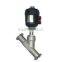Stainless steel pneumatic angle seat valve