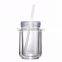 16OZ Mason Jar Cup Blank Clear Double Wall Insulated Tumbler Travel Mug Straw