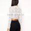 Hot sale Cropped Top With Long Sleeves In All Over Lace