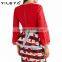 Latest Spring Design Fashion Red Lace Blouses for Ladies Elegent Long Sleeve Women Tops
