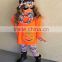 pumpkin embroidery Halloween girl clothing set