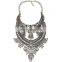 2016 Vintage Zinc Alloy Antique Silver Handmade Acrylic Rhinestone Statement Necklace