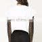 CK010 Top Sellers Long Sleeve Round Neck Raw-cut Top for Women