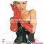 Long red and black pp material vinyl sexy womens adult wet look gloves for party