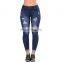 DiZNEW 2018 Fashion Style Sky Blue Women's Skinny High Rise Ripped Waist trousers women Jeans
