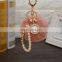 2021 Wholesale custom luxury fur ball key holder Pearl keychains pom pom bow keychain for women bag  good  quality