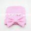 Infant Beanie Newborn fabric striped Caps Baby Sweet Hat with big bow 5colors