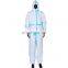 Disposable CE Cat III Type 3B 4B 5B 6B EN 1149 Protective Suit Overalls Microporous Coverall Antistatic With Reinforced Seam