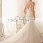 Hot Sale Elegant Wedding Gown Applique Lace Mermaid Wedding Dress Low Back