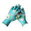 Women Lady Flower Printed Floral Nitrile Coated Garden Gloves