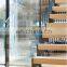 Tempered Glass European Beech Treads Interior Stairs With Light