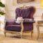 Purple Italian antique luxury 1+3+chaise velvet cover living room sofa sets wooden furniture