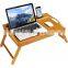 Natural Bamboo Media Bed Folding Tray with Phone Holder Fits up to 17.3 Inch Laptops and Most Tablets