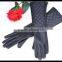 Women long leather gloves new fashion Black Bow leather gloves