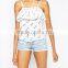 spaghetti strap lotus leaf ornament women blouse printed women blouse OEM service