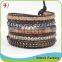 Magnetic Stone Mix Crystal Grey Leather High Quality Wrap Bracelet