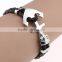 Wholesale weave Leather Cuff Wrap Wristband Bangle Skull Anchor Clasp Bracelet