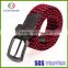 2016 hot products custom fashionable braided woven webbing elastic stretch belt with shinny alloy buckle for man China wholesale