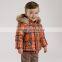 DB3388 dave bella 2015 winter infant coat baby boy warm jacket padded jacket outwear boys high quality coat boutique grid jacket