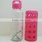 colorful Silica gel sleeve glass water bottle food grade glass