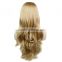 New Arrival Long wavy Curly Blonde Hair Wigs Heat Resistant Synthetic Hair Wig with full Bangs Color 613#