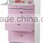 Wooden Cosmetic Jewelry Cabinet with Mirrored Lid Tabletop Drawers Flannelette Knobs Hinges Chains Door Rack Shelf Board Casters