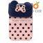 Cute Bow &Polka Dots Flip Cover Purse Two Layers PU Leather Mini Crossbody Shoulder Pouch Travel Cellphone Bag