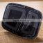 High quality 2 dividers black plastic food bento boxes