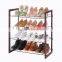 Vivinature 12-pair shoe rack black steel wire with wood frame