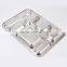 Stainless Steel Canteen Serving Tray /Dinner fast food plate with 4 compartments