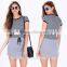 new arrival girls two color stripe t shirt custom OEM service