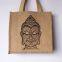 Buddha Jute tote bag, Yoga Jute bag, Buddha bag, Burlap tote, Hand screen printed bag, Shopping tote bag, Spiritual tote