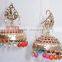 JADAU GOLD PLATED Dangler MULTICOLOR JHUMKA TEMPLE EARRINGS