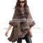 CX-B-P-45A Latest New Design Cashmere And Fox Fur Trim Cape