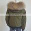 Myfur Newest MA1 Bomber Jacket with Real Raccoon Fur Collar Reversible Jackets
